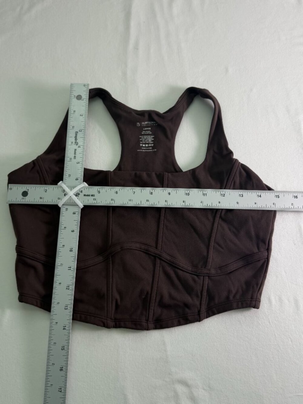 Buffbunny Collection Brown Longline Sports Bra Racerback Athletic Top Size Large - Picture 5 of 5